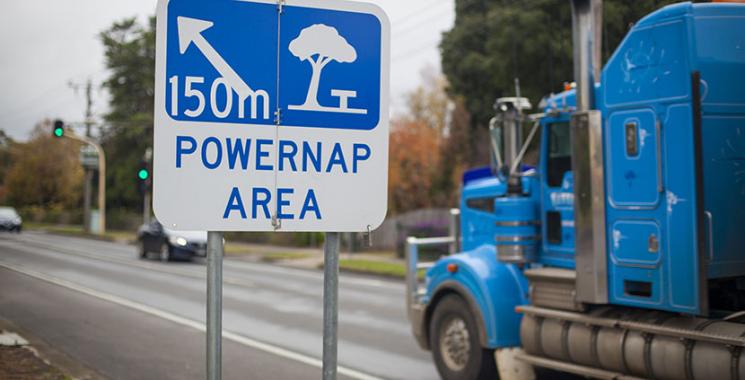 Rest sign with truck